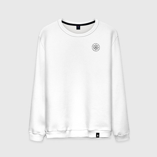 Мужской свитшот Сокрушу пред ним врагов его Ника черная на узорном / Белый – фото 1