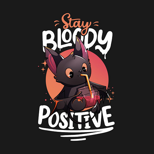 Мужской свитшот Позитивная летучая мышка / Черный – фото 3