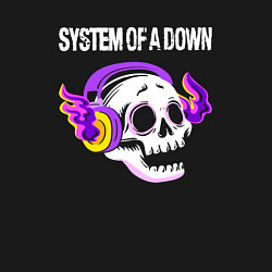 Свитшот хлопковый мужской System of a Down - неоновый череп, цвет: черный — фото 2