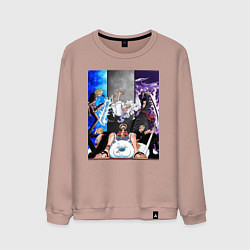 Свитшот хлопковый мужской Ван Пис Луффи Монки, цвет: пыльно-розовый
