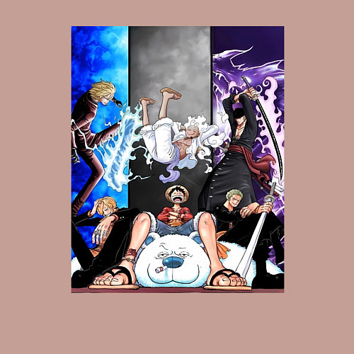 Мужской свитшот Ван Пис Луффи Монки / Пыльно-розовый – фото 3