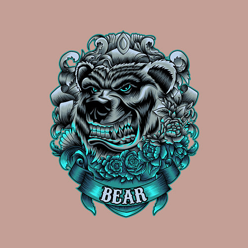 Мужской свитшот Крутой медведь Bear неон / Пыльно-розовый – фото 3