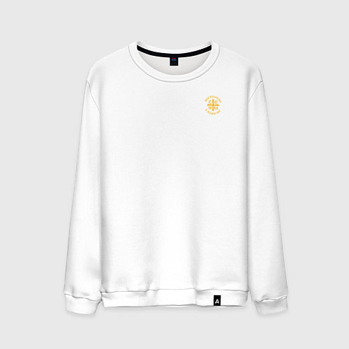 Мужской свитшот Мы русские с нами Бог НИКА желтая патриоты / Белый – фото 1