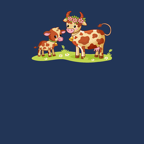 Мужской свитшот Телёнок и корова / Тёмно-синий – фото 3