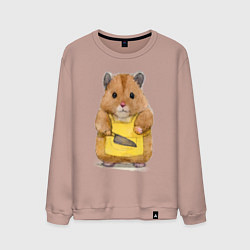 Свитшот хлопковый мужской Хомяк повар, цвет: пыльно-розовый