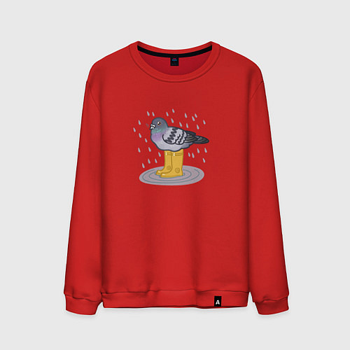 Мужской свитшот Голубь в классных резиновых сапожках / Красный – фото 1