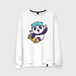 Свитшот хлопковый мужской Skater panda, цвет: белый