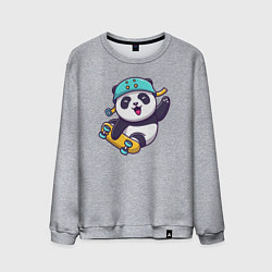 Свитшот хлопковый мужской Skater panda, цвет: меланж