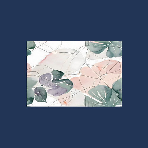 Мужской свитшот Акварельные листья светлые / Тёмно-синий – фото 3