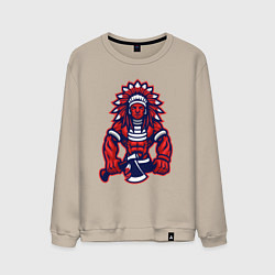 Свитшот хлопковый мужской Индеец с топором, цвет: миндальный
