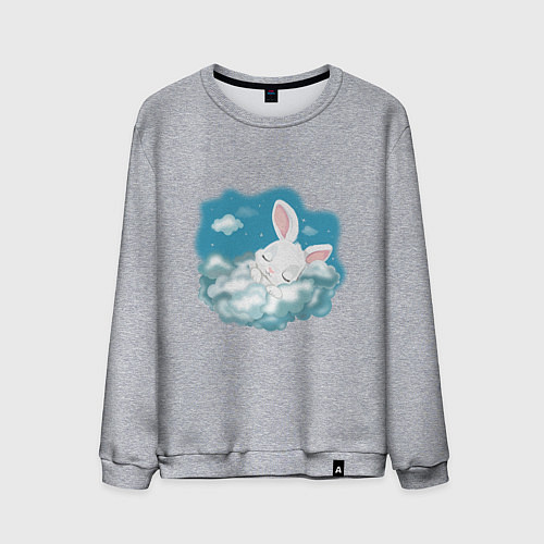 Мужской свитшот Зайчик спит на облаках / Меланж – фото 1
