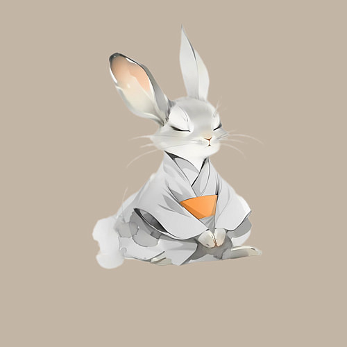 Мужской свитшот Кролик в кимоно / Миндальный – фото 3