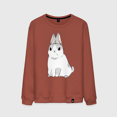 Мужской свитшот Кролик жует траву / Кирпичный – фото 1