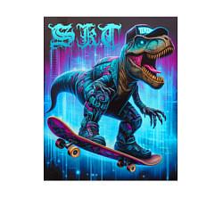 Свитшот хлопковый мужской Dude tyrannosaur on a skateboard - ai art, цвет: белый — фото 2