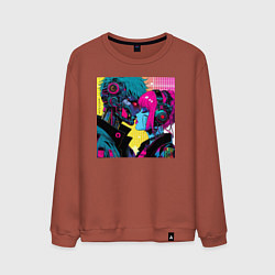 Мужской свитшот Cyber love - pop art fantasy