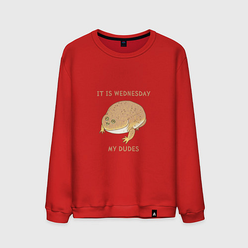 Мужской свитшот Жаба из мема среда мои чуваки / Красный – фото 1