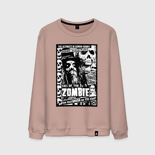 Мужской свитшот Rob zombie skulls / Пыльно-розовый – фото 1