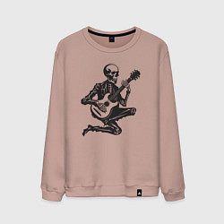 Свитшот хлопковый мужской Скелетик музыкант, цвет: пыльно-розовый