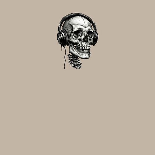 Мужской свитшот Череп в наушниках слушает музыку / Миндальный – фото 3