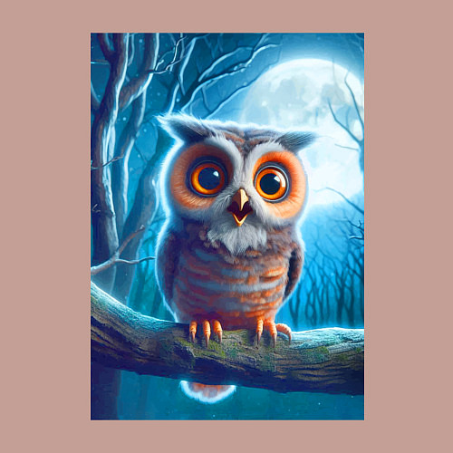 Мужской свитшот Милый совёнок на фоне луны - нейроарт фантазия / Пыльно-розовый – фото 3