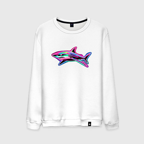 Мужской свитшот Светящаяся акула / Белый – фото 1