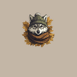 Свитшот хлопковый мужской Серый волк в шапке и шарфе, цвет: миндальный — фото 2