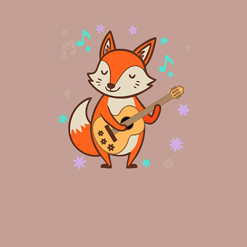 Мужской свитшот Лиса с гитарой / Пыльно-розовый – фото 3