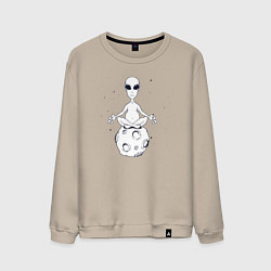 Свитшот хлопковый мужской Йога инопланетянин, цвет: миндальный
