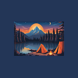 Свитшот хлопковый мужской Палатка на берегу озера, цвет: тёмно-синий — фото 2