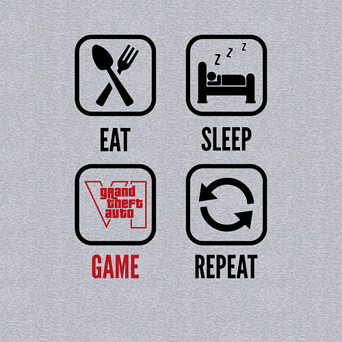 Мужской свитшот Eat - sleep - GTA6 - repeat / Меланж – фото 3