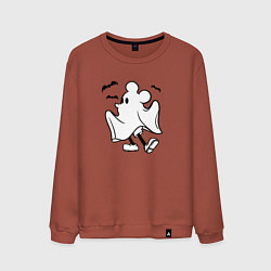 Свитшот хлопковый мужской Микки - приведение, цвет: кирпичный