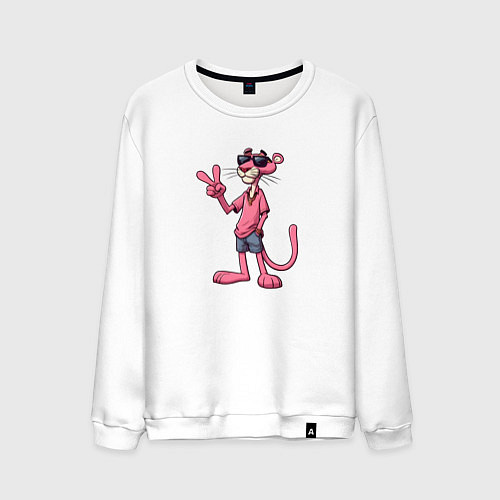Мужской свитшот Розовая пантера в солнечных очках / Белый – фото 1