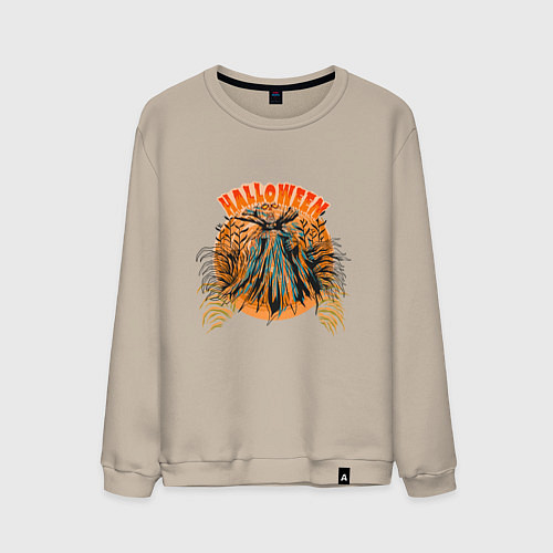 Мужской свитшот Хэллоуин страшилка в кукурузном поле / Миндальный – фото 1