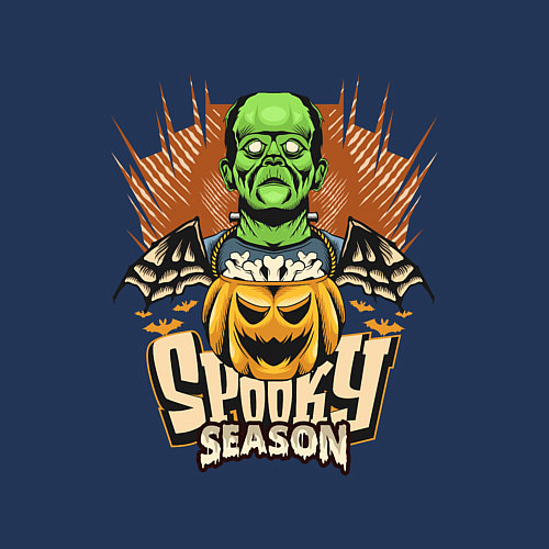 Мужской свитшот Хэллоуин Франкенштейн spooky season / Тёмно-синий – фото 3