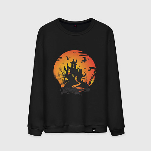 Мужской свитшот Хэллоуин ведьмин дом / Черный – фото 1
