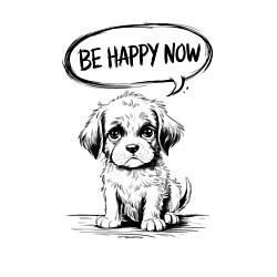 Свитшот хлопковый мужской Щенок be happy now, цвет: белый — фото 2