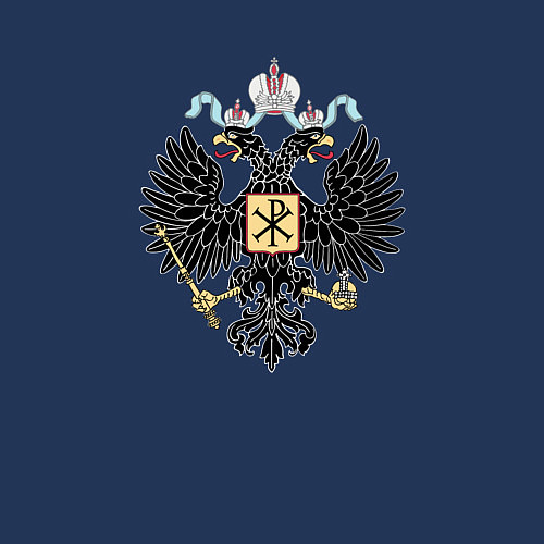 Мужской свитшот Герб РФ чёрный орёл / Тёмно-синий – фото 3