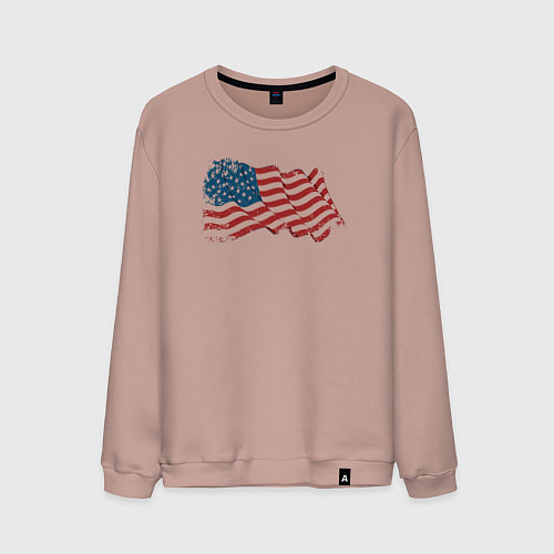 Мужской свитшот Развевающий флаг США / Пыльно-розовый – фото 1