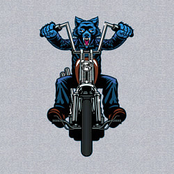 Свитшот хлопковый мужской Волк байкер, цвет: меланж — фото 2