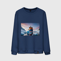 Свитшот хлопковый мужской Северный морской путь, цвет: тёмно-синий