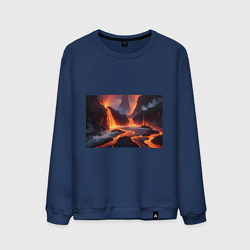Мужской свитшот Текущая лава / Тёмно-синий – фото 1