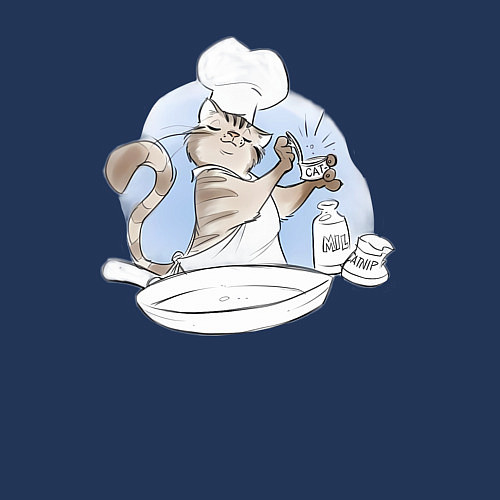 Мужской свитшот Кот готовит еду / Тёмно-синий – фото 3