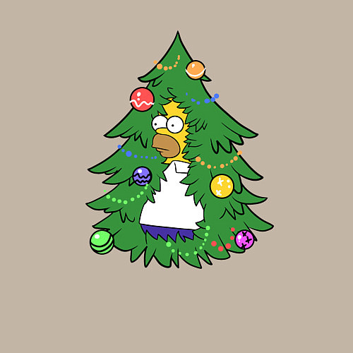 Мужской свитшот Гомер - Новый год / Миндальный – фото 3