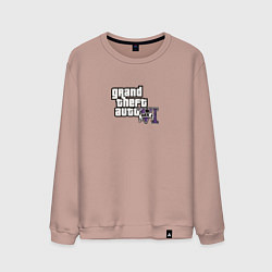 Свитшот хлопковый мужской Grand Theft Auto 6 vice city logo, цвет: пыльно-розовый