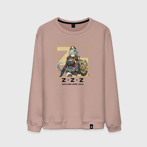 Мужской свитшот Цезарь - Zenless Zone Zero / Пыльно-розовый – фото 1