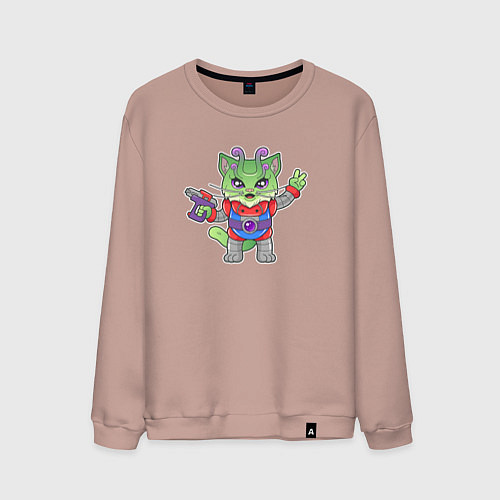 Мужской свитшот Кот инопланетянин / Пыльно-розовый – фото 1