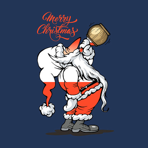 Мужской свитшот Санта Клаус наполняет себя вином / Тёмно-синий – фото 3