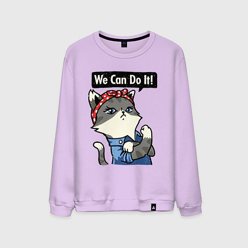 Мужской свитшот We can do it - cat / Лаванда – фото 1