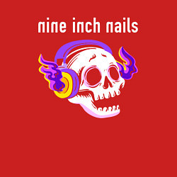 Свитшот хлопковый мужской Nine Inch Nails - неоновый череп, цвет: красный — фото 2