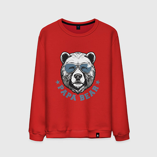 Мужской свитшот Папа медведь в очках / Красный – фото 1